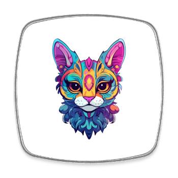 Arabian Egyptian Mau Cat Watercolor Cartoon Kawaii - Square fridge magnet - white - Front