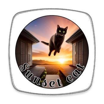 Sunset cat 2 - Square fridge magnet - white - Front