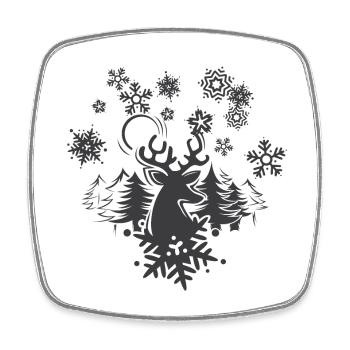 Schneeflocken Weihnachten Winter Rentier Elch - Viereckiger Kühlschrankmagnet - Weiß - Vorne