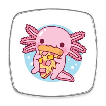 Mignon axolotl mangeant de la pizza - Magnet carré - blanc - Devant