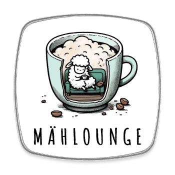 mählounge melange schaf lounge wortspiel kaffee - Viereckiger Kühlschrankmagnet - Weiß - Vorne