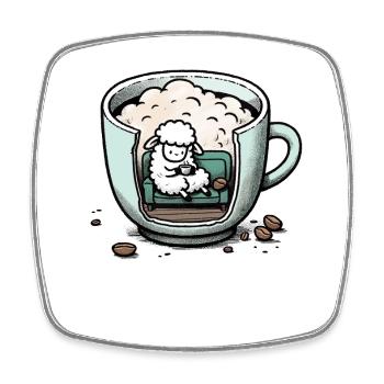 mählounge melange schaf lounge wortspiel kaffee - Viereckiger Kühlschrankmagnet - Weiß - Vorne