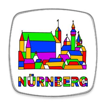 Nürnberg - Burg - Pop-Art - Viereckiger Kühlschrankmagnet - Weiß - Vorne