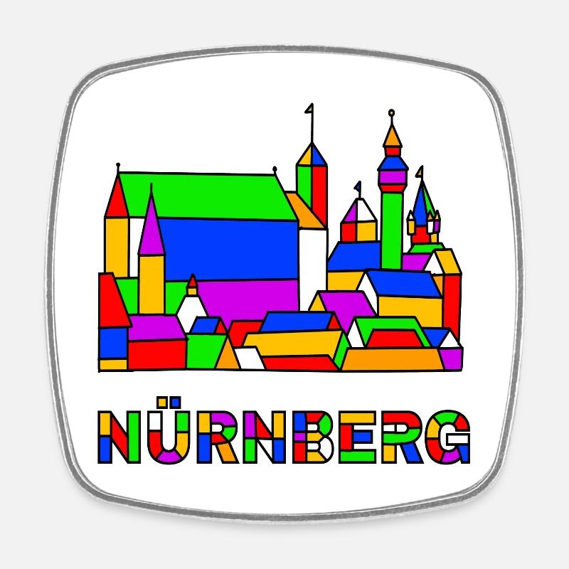 Nuremberg - Castle - Pop-Art - Square fridge magnet - white