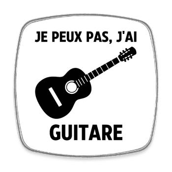 Je peux pas j'ai guitare - Magnet carré - blanc - Devant
