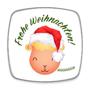 Frohe Weihnachten Weihnachtsschaf grün - Viereckiger Kühlschrankmagnet - Weiß - Vorne