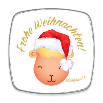 Joyeux Noël Noël mouton agneau or - Magnet carré - blanc - Devant