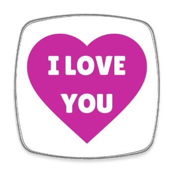 I Love You - Pink Heart - Declaration of Love - Square fridge magnet - white - Front