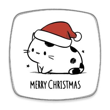 Christmas Cat - Winter Tenderness - Square fridge magnet - white - Front
