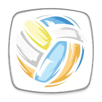 volley-ball icône 3D couleurs colorées beach-volley - Magnet carré - blanc - Devant