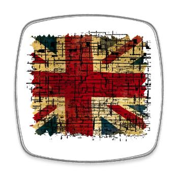 Vintage British Union Jack Digital Art - Square fridge magnet - white - Front