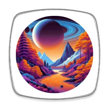 Landscape, Moon, Mountains, Trees - Square fridge magnet - white - Front