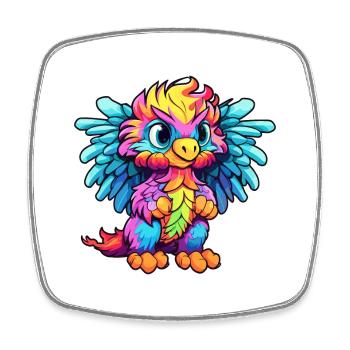 Griffon Aquarelle Colorée Dessin Animé Kawaii Animal - Magnet carré - blanc - Devant
