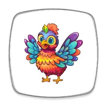 Henne bunte Aquarell-Karikatur Kawaii-Tier - Viereckiger Kühlschrankmagnet - Weiß - Vorne