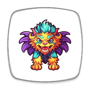 Manticore Bunte Aquarell-Karikatur Kawaii Anima - Viereckiger Kühlschrankmagnet - Weiß - Vorne
