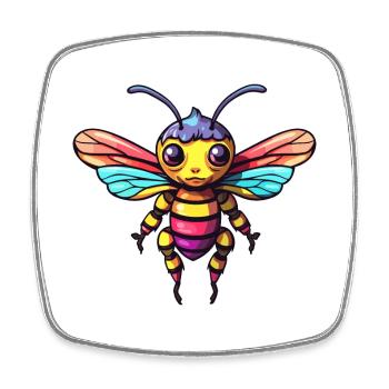 Bee Colorful Watercolor Cartoon Kawaii Animal - Square fridge magnet - white - Front