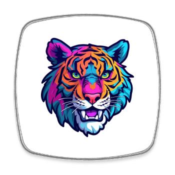 Tiger Colorful Watercolor Cartoon Kawaii Animal - Square fridge magnet - white - Front