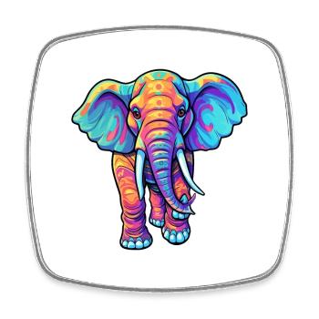 Elefant buntes Aquarell Cartoon Kawaii Tier - Viereckiger Kühlschrankmagnet - Weiß - Vorne