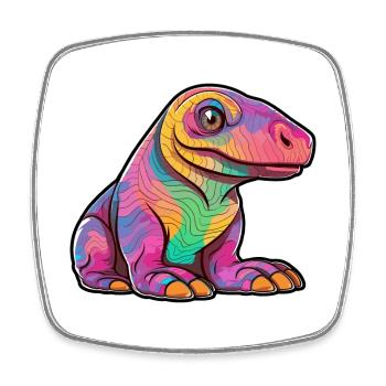 Komodowaran Bunte Aquarell-Karikatur Kawaii A - Viereckiger Kühlschrankmagnet - Weiß - Vorne