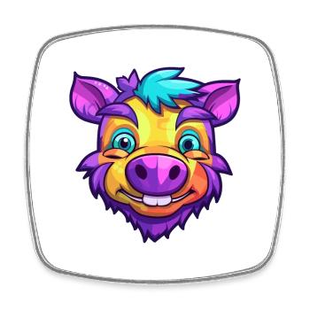 Boar Colorful Watercolor Cartoon Kawaii Animal - Square fridge magnet - white - Front