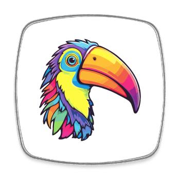 Toucan Colorful Watercolor Cartoon Kawaii Animal - Square fridge magnet - white - Front
