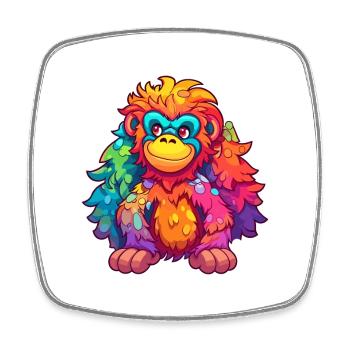 Orangutan Colorful Watercolor Cartoon Kawaii Anima - Square fridge magnet - white - Front