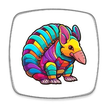 Gürteltier Bunte Aquarell-Karikatur Kawaii Anima - Viereckiger Kühlschrankmagnet - Weiß - Vorne