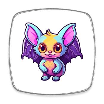 Fledermaus buntes Aquarell Cartoon Kawaii Tier - Viereckiger Kühlschrankmagnet - Weiß - Vorne
