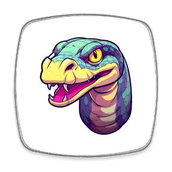 Anaconda Colorful Watercolor Cartoon Kawaii Animal - Square fridge magnet - white - Front