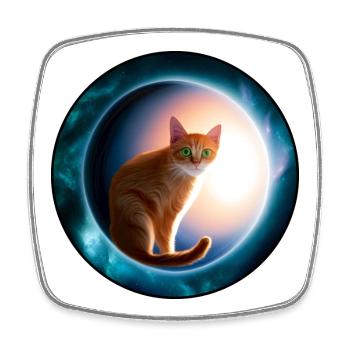 Des chats en orbite cosmique - Magnet carré - blanc - Devant