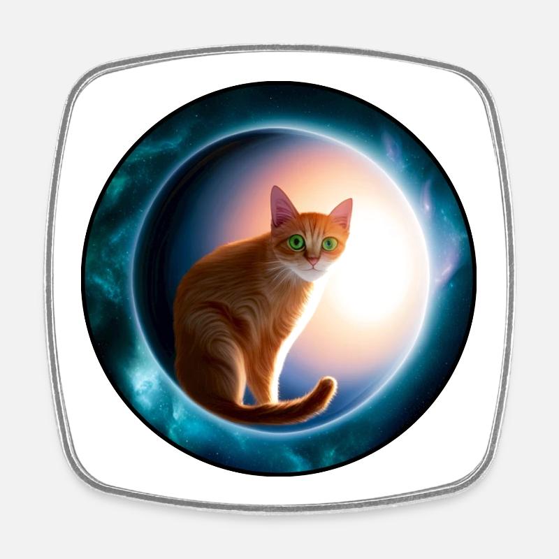 Des chats en orbite cosmique - Magnet carré - blanc