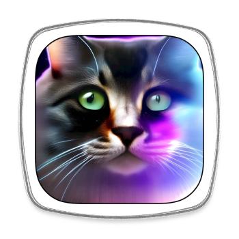 Portrait de jeu couleur néon de chat - Magnet carré - blanc - Devant
