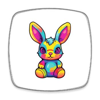 Hase buntes Aquarell Cartoon Kawaii Tier - Viereckiger Kühlschrankmagnet - Weiß - Vorne