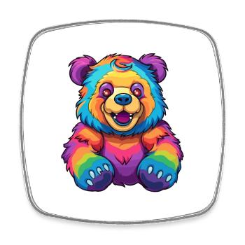 Bear Colorful Watercolor Cartoon Kawaii Animal - Square fridge magnet - white - Front