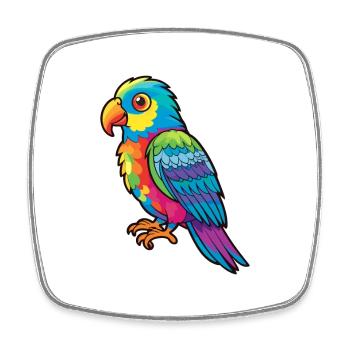 Oiseau Aquarelle Colorée Dessin Animé Kawaii Animal - Magnet carré - blanc - Devant