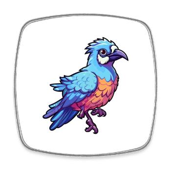 Blue Jay Colorful Watercolor Cartoon Kawaii Animal - Square fridge magnet - white - Front