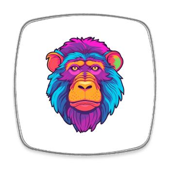 Baboon Colorful Watercolor Cartoon Kawaii Animal - Square fridge magnet - white - Front