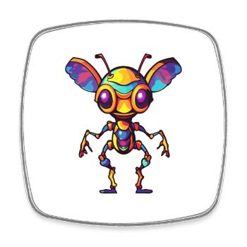 Ant Colorful Watercolor Cartoon Kawaii Animal - Square fridge magnet - white - Front
