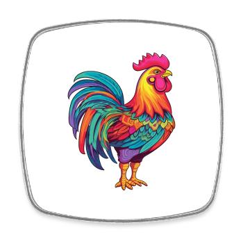 Hahn Buntes Aquarell Cartoon Kawaii Tier - Viereckiger Kühlschrankmagnet - Weiß - Vorne