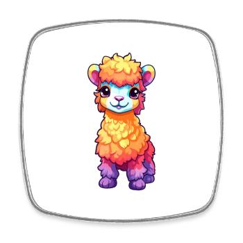 Alpaca Colorful Watercolor Cartoon Kawaii Animal - Square fridge magnet - white - Front
