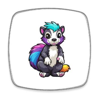 Skunk Aquarelle Colorée Dessin Animé Kawaii Animal - Magnet carré - blanc - Devant