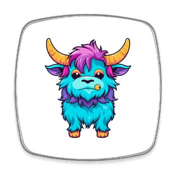 Yak Aquarelle Colorée Dessin Animé Kawaii Animal - Magnet carré - blanc - Devant