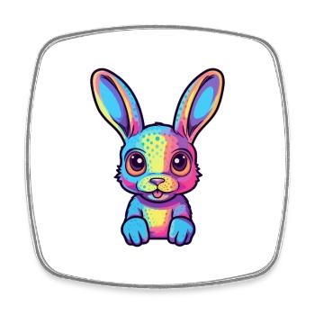Rabbit Colorful Watercolor Cartoon Kawaii Animal - Square fridge magnet - white - Front