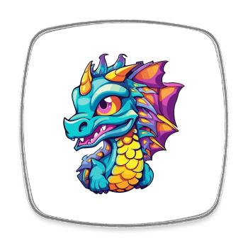 Drache Buntes Aquarell Cartoon Kawaii Tier - Viereckiger Kühlschrankmagnet - Weiß - Vorne