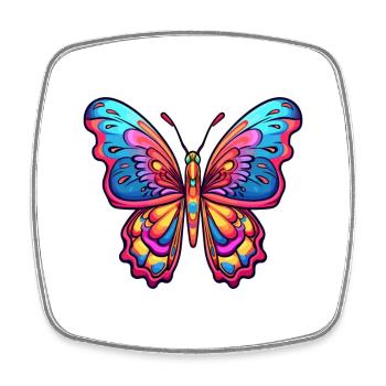 Papillon Aquarelle Colorée Dessin Animé Kawaii Anima - Magnet carré - blanc - Devant
