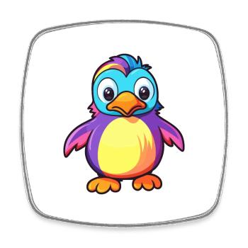 Penguin Colorful Watercolor Cartoon Kawaii Animal - Square fridge magnet - white - Front