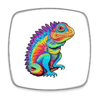 Iguana Colorful Watercolor Cartoon Kawaii Animal - Square fridge magnet - white - Front
