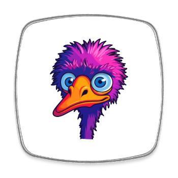 Ostrich Colorful Watercolor Cartoon Kawaii Animal - Square fridge magnet - white - Front