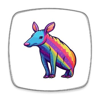 Aardvark Colorful Watercolor Cartoon Kawaii Animal - Square fridge magnet - white - Front