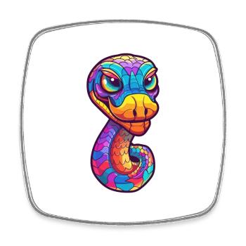 Cobra Aquarelle Colorée Dessin Animé Kawaii Animal - Magnet carré - blanc - Devant